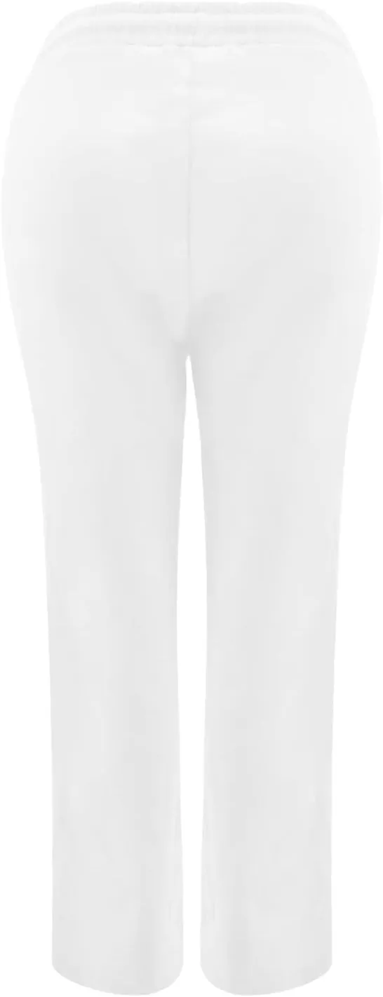 fartey Linen Pants Women Summer Casual Straight Leg Pants Drawstring Elastic High Waist Loose Comfy Trousers with Pockets