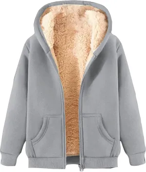 Fleece Jacket Men Thick Sherpa Lined Zip Up Hoodie Soft Comfy Fleece Hooded Sweatshirt Warm Winter Coats for Men Unisex