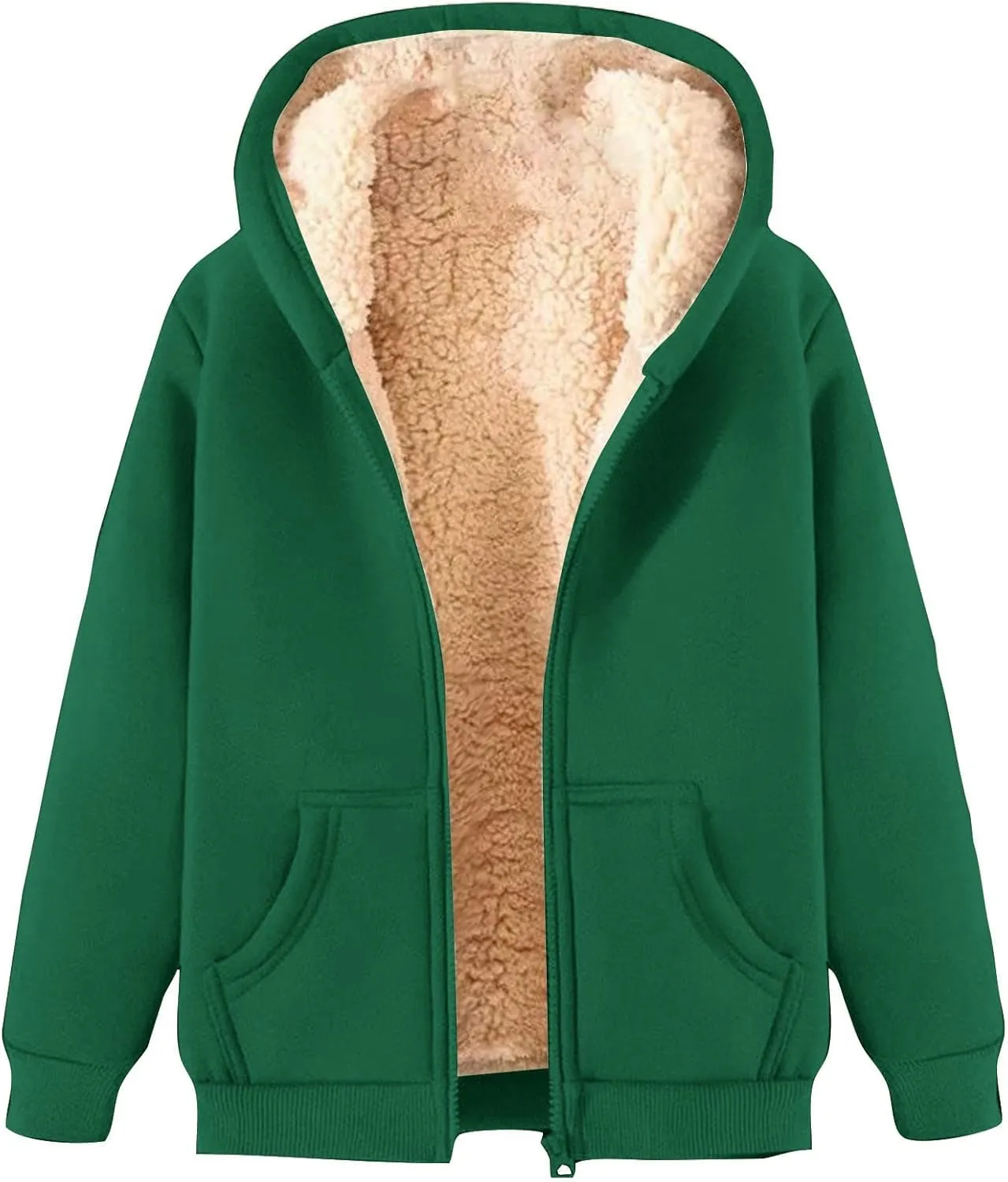 Fleece Jacket Men Thick Sherpa Lined Zip Up Hoodie Soft Comfy Fleece Hooded Sweatshirt Warm Winter Coats for Men Unisex