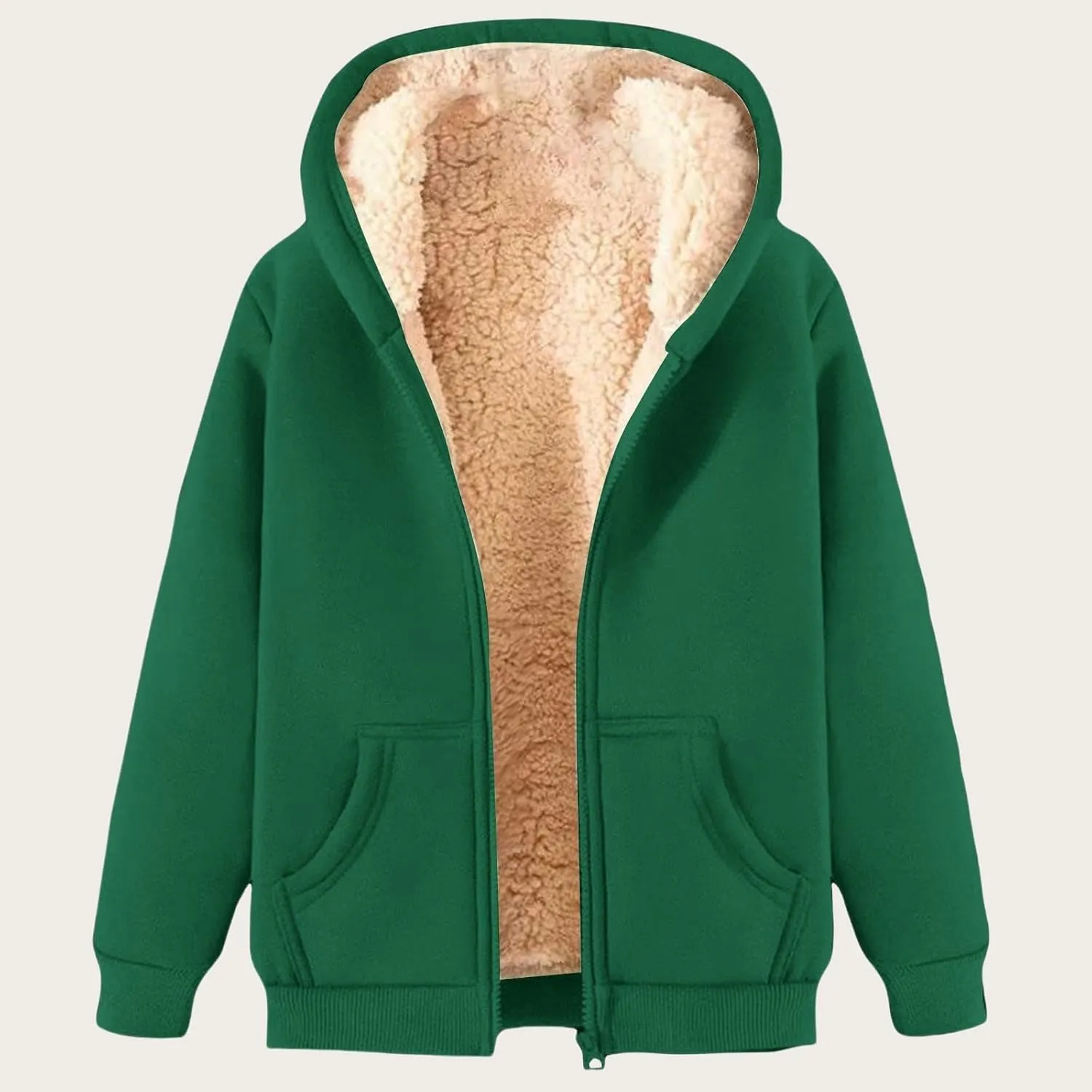 Fleece Jacket Men Thick Sherpa Lined Zip Up Hoodie Soft Comfy Fleece Hooded Sweatshirt Warm Winter Coats for Men Unisex