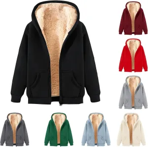 Fleece Jacket Men Thick Sherpa Lined Zip Up Hoodie Soft Comfy Fleece Hooded Sweatshirt Warm Winter Coats for Men Unisex