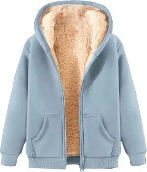 Fleece Jacket Men Thick Sherpa Lined Zip Up Hoodie Soft Comfy Fleece Hooded Sweatshirt Warm Winter Coats for Men Unisex