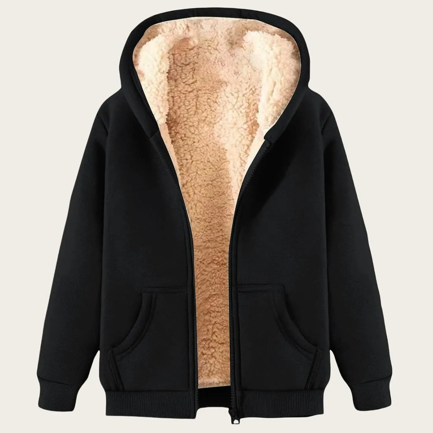 Fleece Jacket Men Thick Sherpa Lined Zip Up Hoodie Soft Comfy Fleece Hooded Sweatshirt Warm Winter Coats for Men Unisex