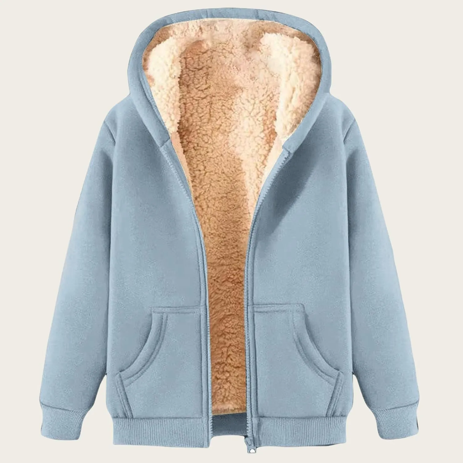 Fleece Jacket Men Thick Sherpa Lined Zip Up Hoodie Soft Comfy Fleece Hooded Sweatshirt Warm Winter Coats for Men Unisex