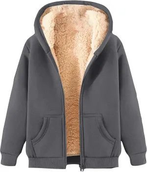 Fleece Jacket Men Thick Sherpa Lined Zip Up Hoodie Soft Comfy Fleece Hooded Sweatshirt Warm Winter Coats for Men Unisex