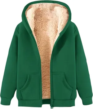 Fleece Jacket Men Thick Sherpa Lined Zip Up Hoodie Soft Comfy Fleece Hooded Sweatshirt Warm Winter Coats for Men Unisex