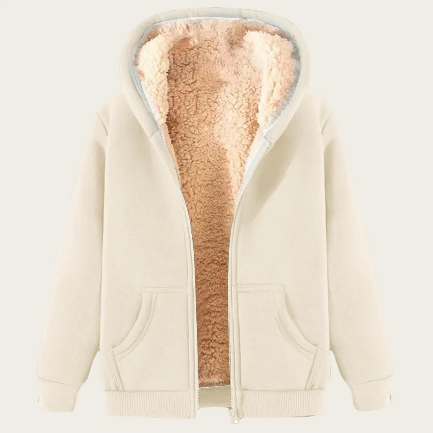 Fleece Jacket Men Thick Sherpa Lined Zip Up Hoodie Soft Comfy Fleece Hooded Sweatshirt Warm Winter Coats for Men Unisex
