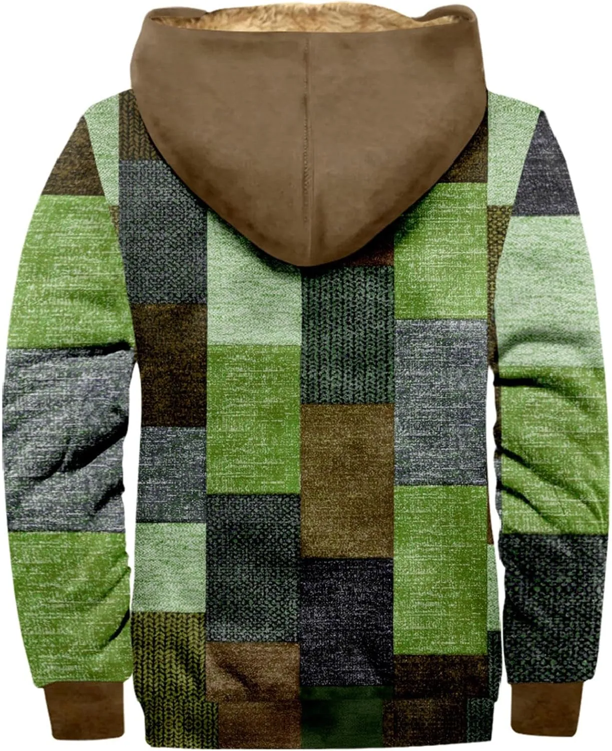Fleece Lined Men Jackets Full Zip Up Hoodies Winter Fashion Warm Jacket with Pocket Thicken Fuzzy Coats