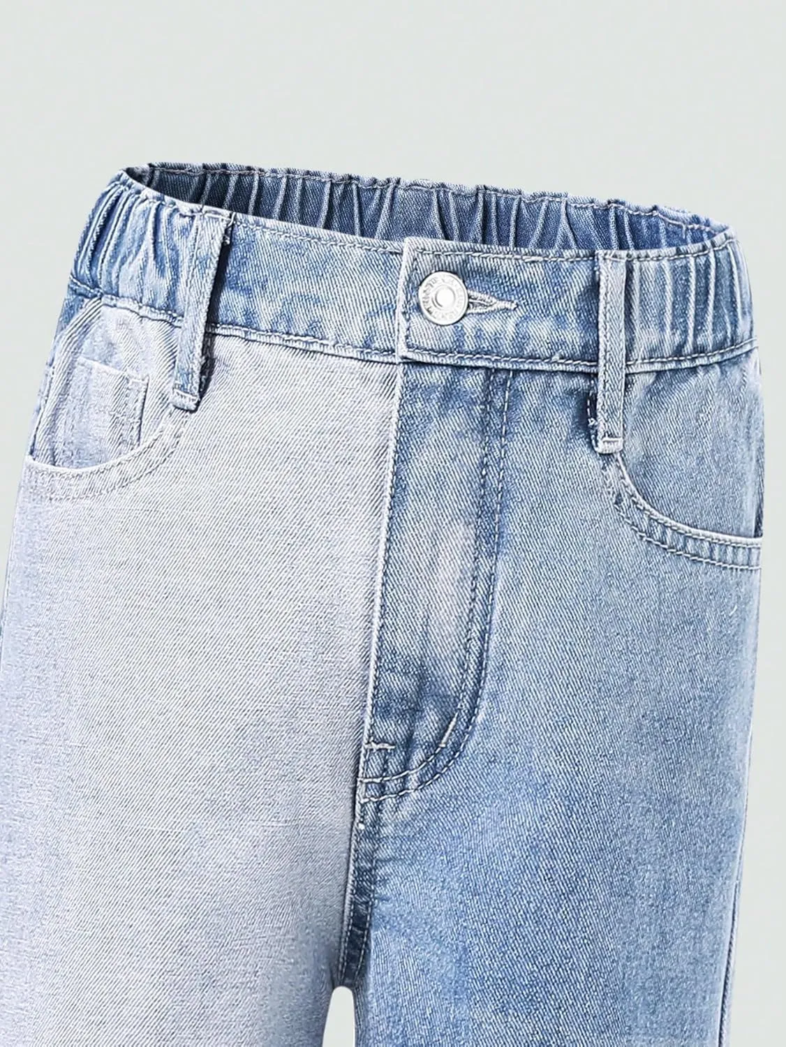 Floerns Girls Colorblock High Waist Ripped Jeans Destroyed Denim Pants