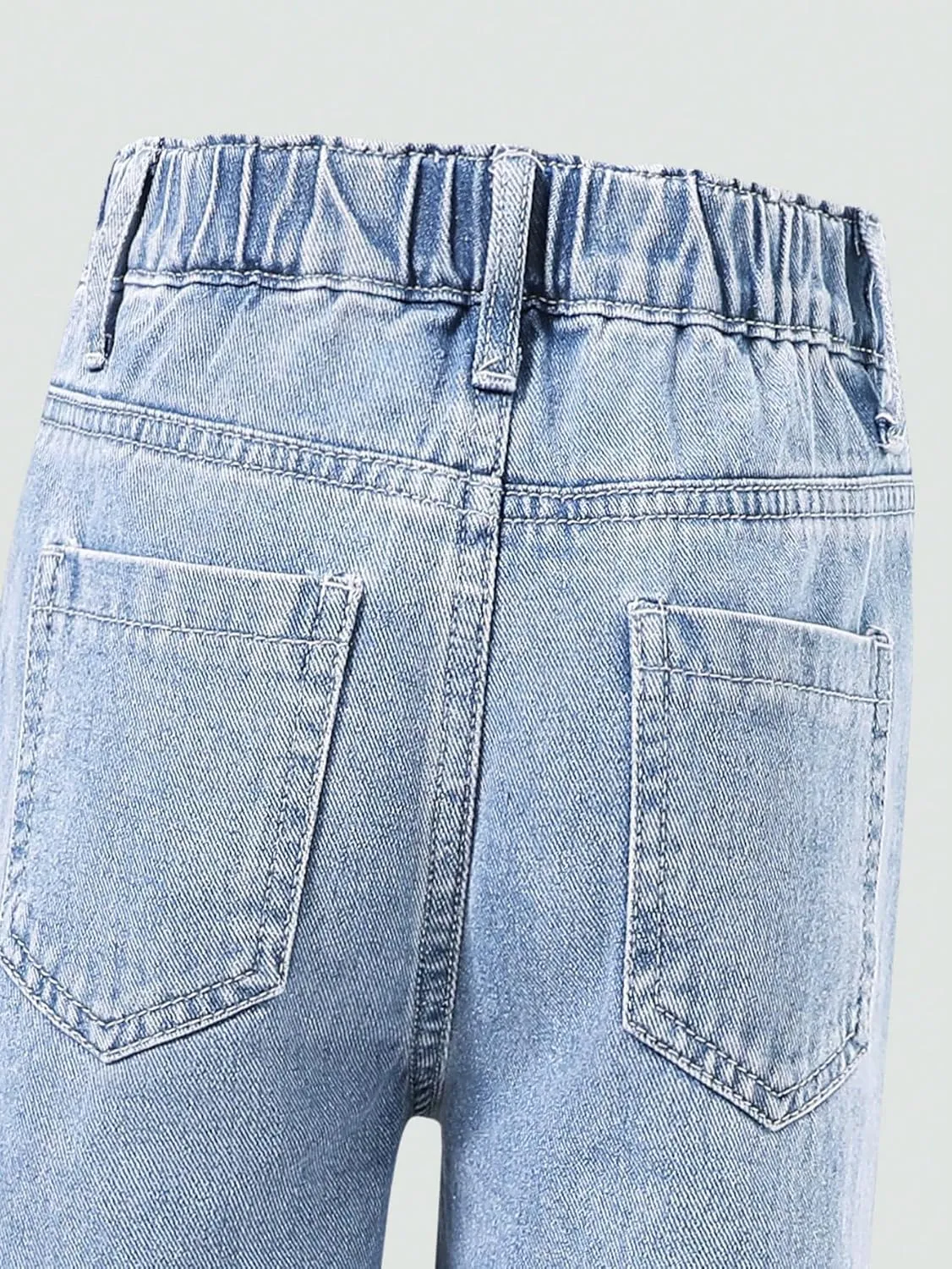 Floerns Girls Colorblock High Waist Ripped Jeans Destroyed Denim Pants