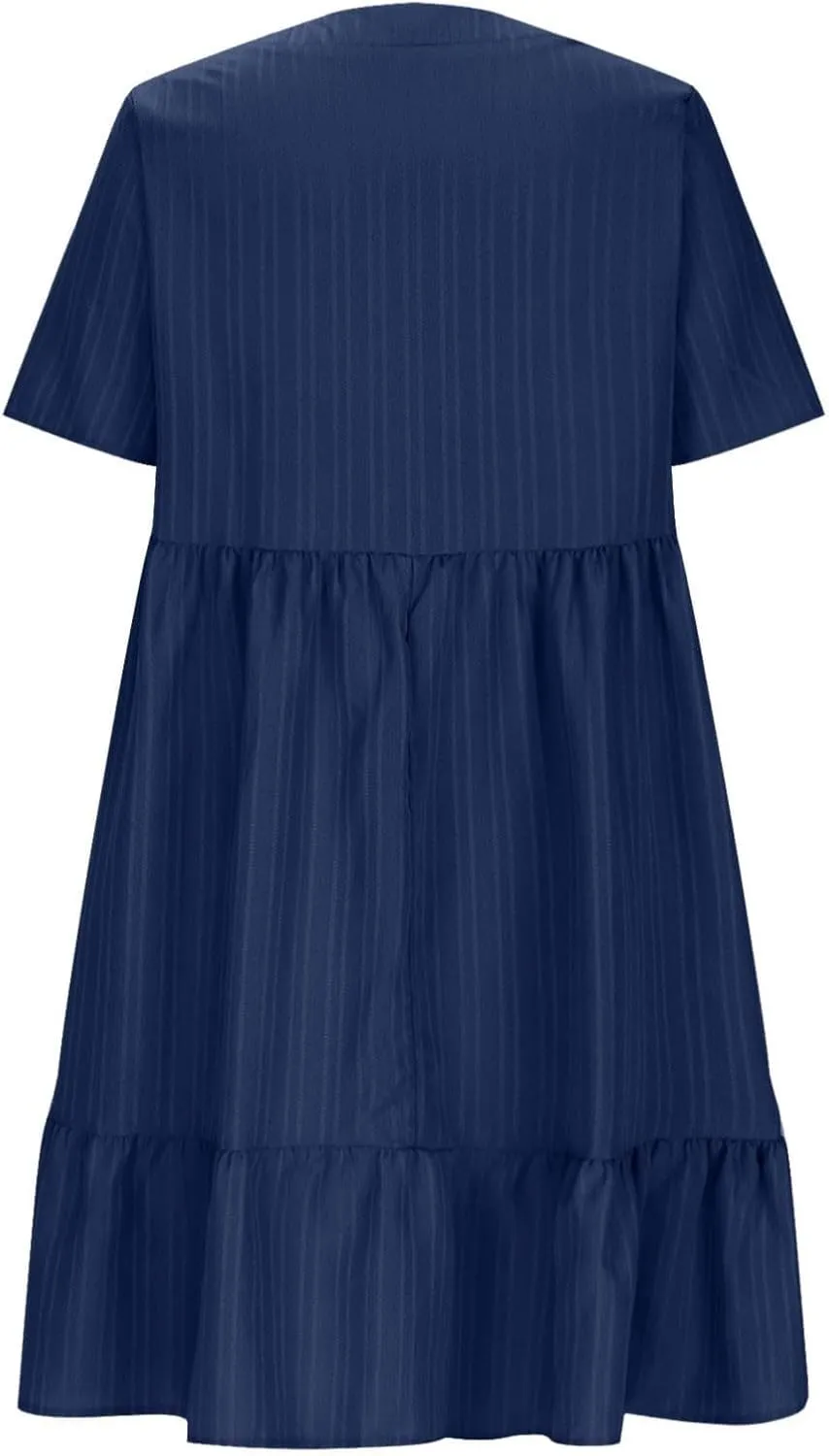 Flowy Dresses for Women 2025 Summer Short Sleeve Beach Dress Ruffle Tiered Layered A-Line Sundress Travel Boho Dress