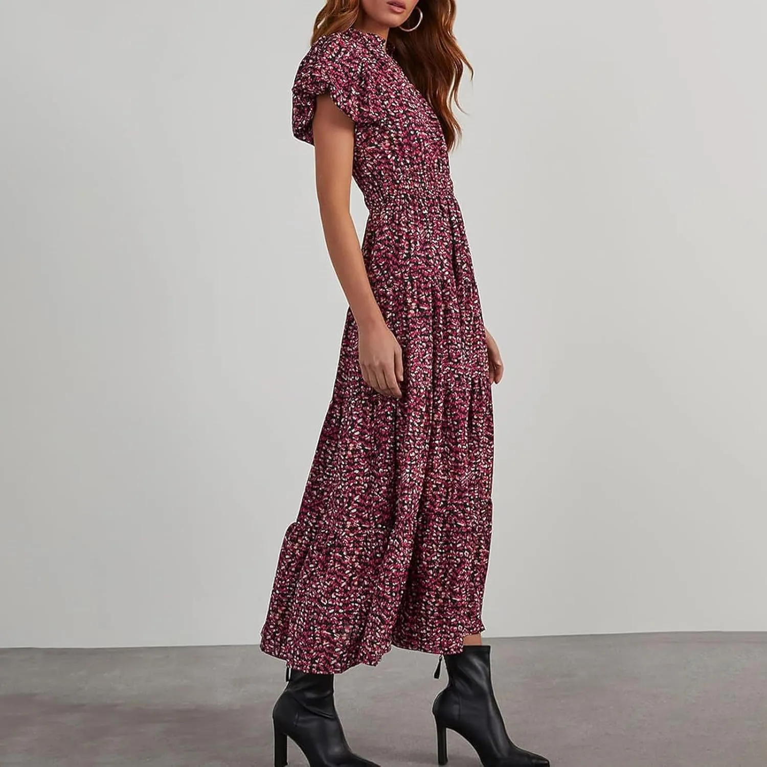 Formal Dresses for Women Gowns Evening Party Cocktail Dress Long Split Elegant V Neck Wrap Ruffle Wedding Guest Dresses