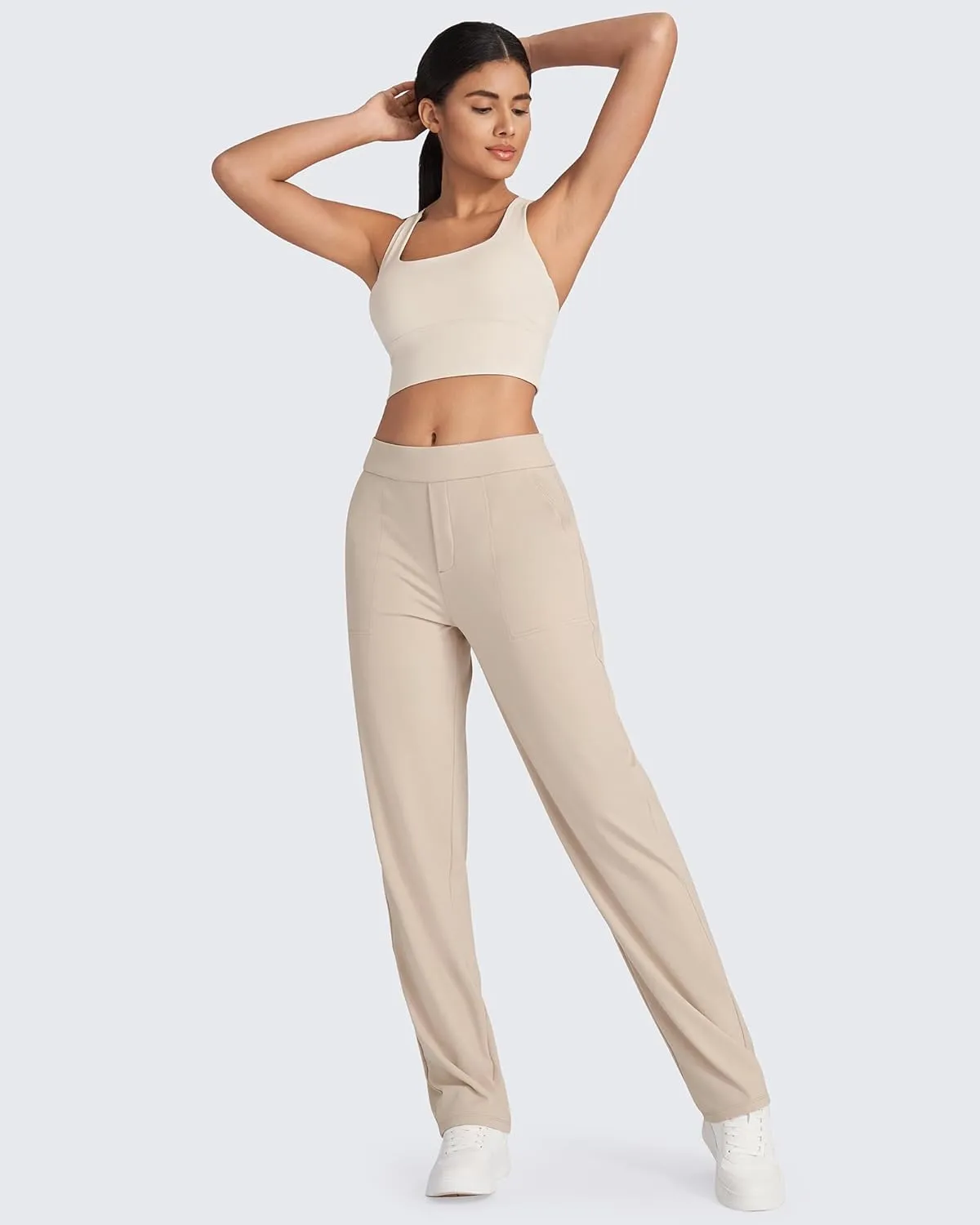 G4Free ShiftReady Yoga Pants Women High Waist Dress Work Pants with Pockets Wide Leg Business Casual Trousers 28"/30"/32"