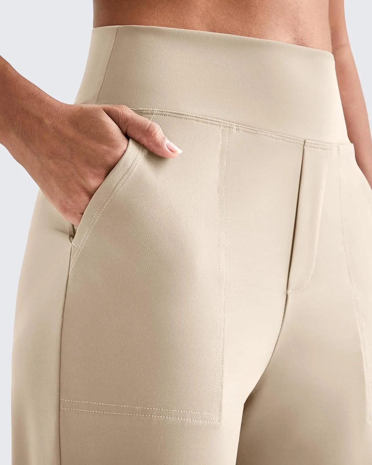 G4Free ShiftReady Yoga Pants Women High Waist Dress Work Pants with Pockets Wide Leg Business Casual Trousers 28"/30"/32"