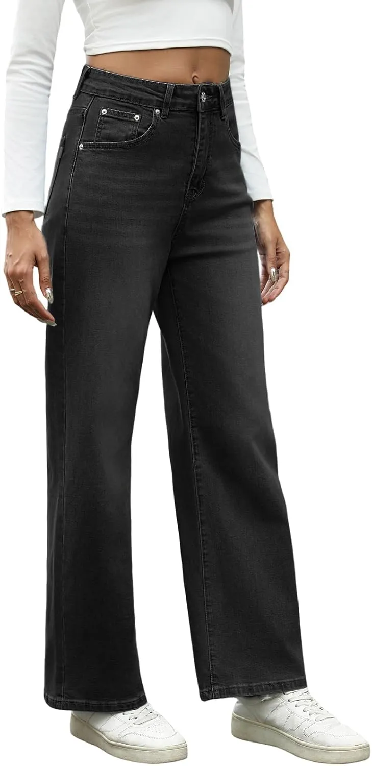 Genleck Women Loose Ripped Boyfriends Jeans High Waist Baggy Denim Pants Distressed Wide Leg Jeans Y2K