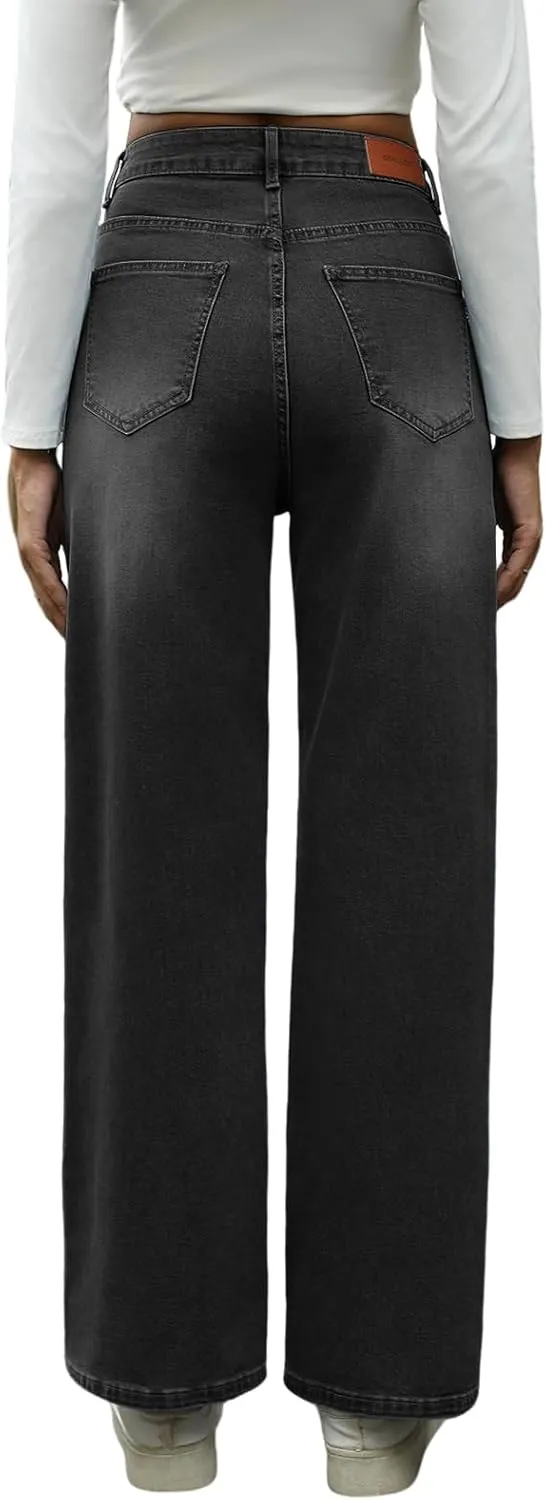 Genleck Women Loose Ripped Boyfriends Jeans High Waist Baggy Denim Pants Distressed Wide Leg Jeans Y2K