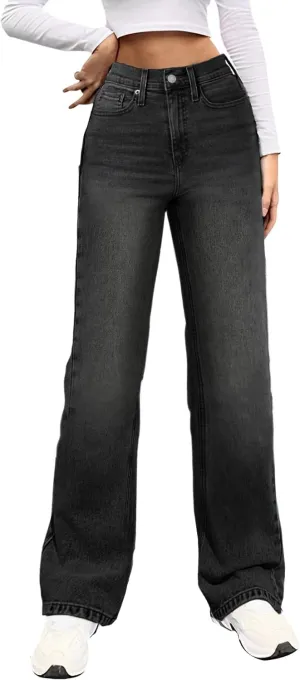 Genleck Women Loose Ripped Boyfriends Jeans High Waist Baggy Denim Pants Distressed Wide Leg Jeans Y2K