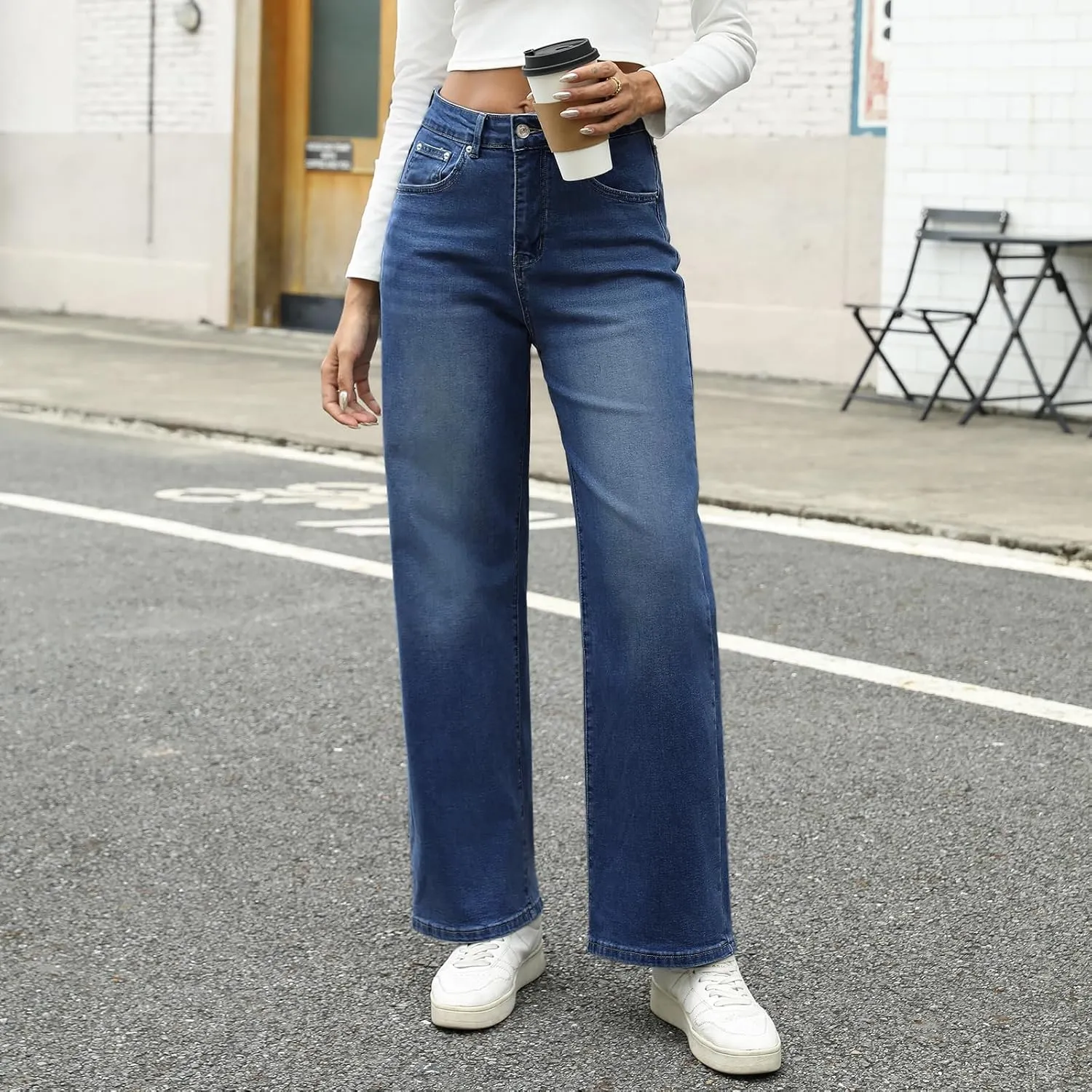 Genleck Women Loose Ripped Boyfriends Jeans High Waist Baggy Denim Pants Distressed Wide Leg Jeans Y2K