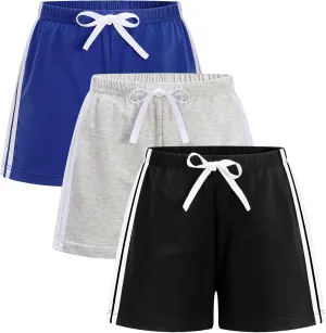 GFQLONG 3 Pack Toddler Boys Girls Cotton Running Athletic Shorts, Kids Summer Casual Fashion Soccer Shorts