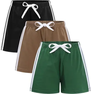 GFQLONG 3 Pack Toddler Boys Girls Cotton Running Athletic Shorts, Kids Summer Casual Fashion Soccer Shorts
