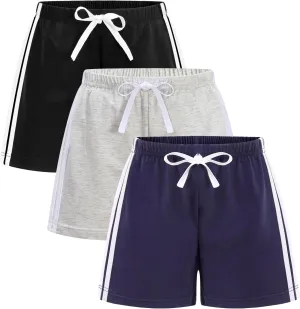 GFQLONG 3 Pack Toddler Boys Girls Cotton Running Athletic Shorts, Kids Summer Casual Fashion Soccer Shorts