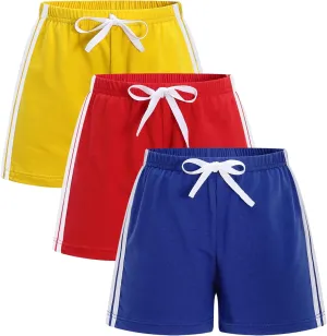 GFQLONG 3 Pack Toddler Boys Girls Cotton Running Athletic Shorts, Kids Summer Casual Fashion Soccer Shorts