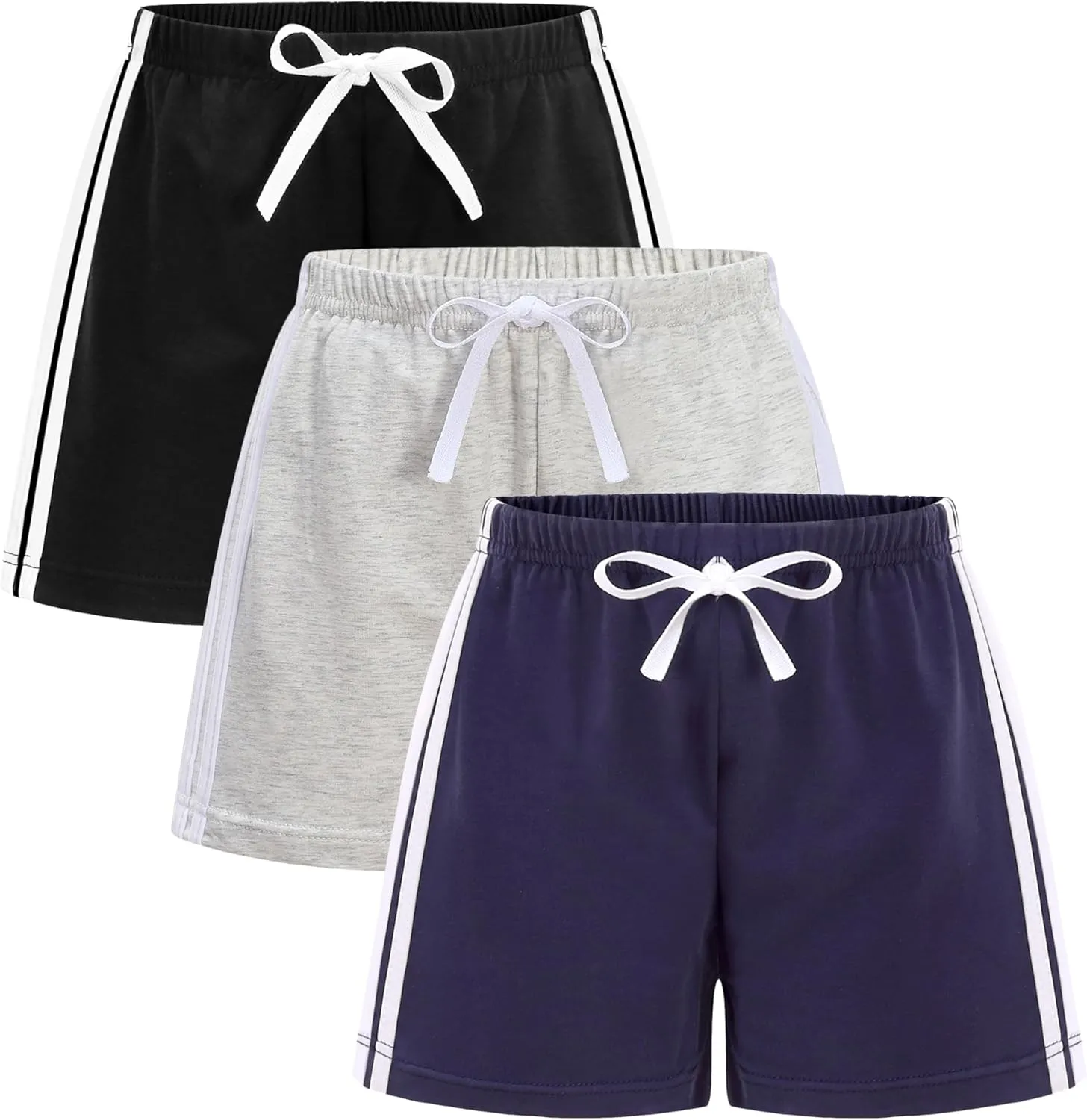 GFQLONG 3 Pack Toddler Boys Girls Cotton Running Athletic Shorts, Kids Summer Casual Fashion Soccer Shorts