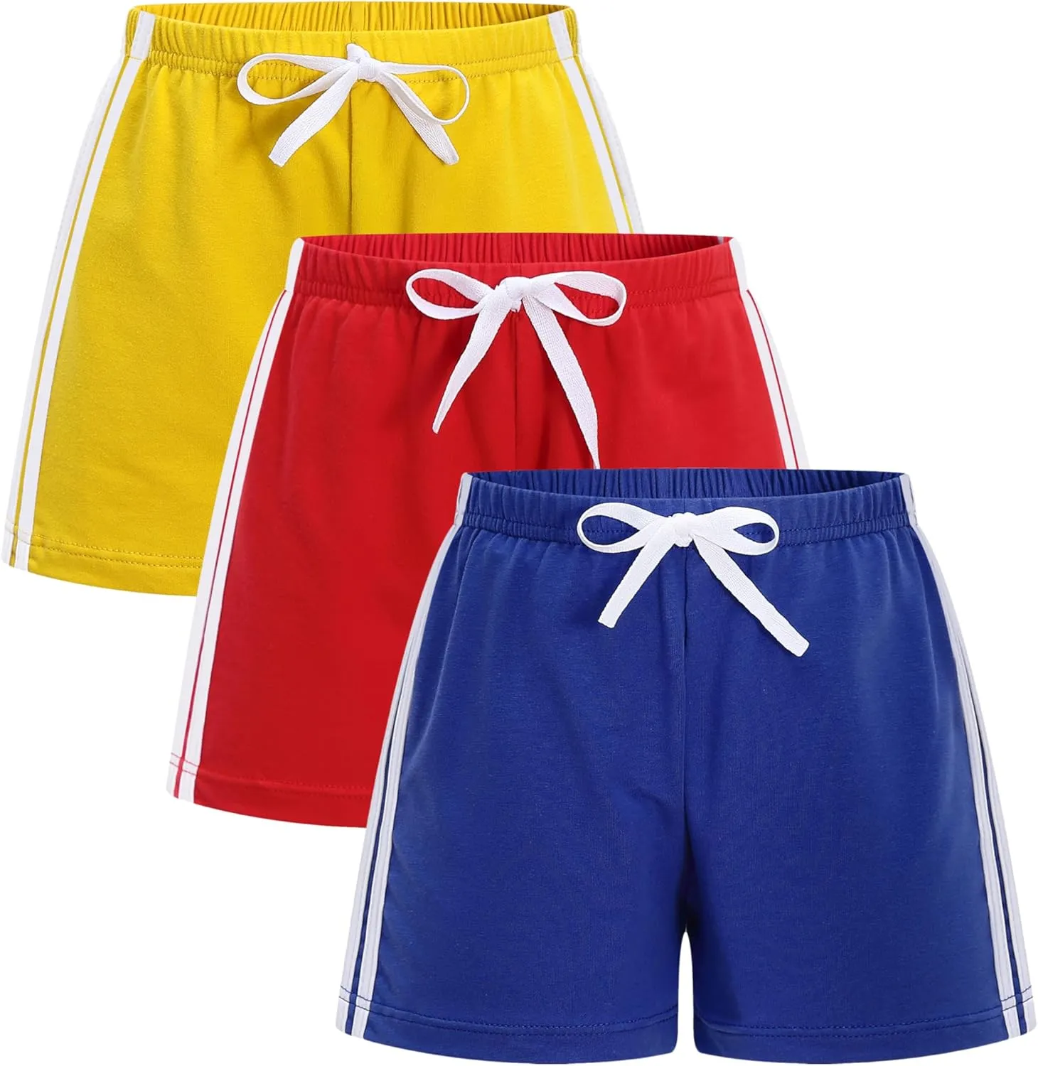 GFQLONG 3 Pack Toddler Boys Girls Cotton Running Athletic Shorts, Kids Summer Casual Fashion Soccer Shorts