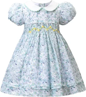 Girls Easter Outfits Toddler Girl Dress Vintage Girls Clothes Floral Cotton Spring Summer Smocked Dresses,Size 2t-8y