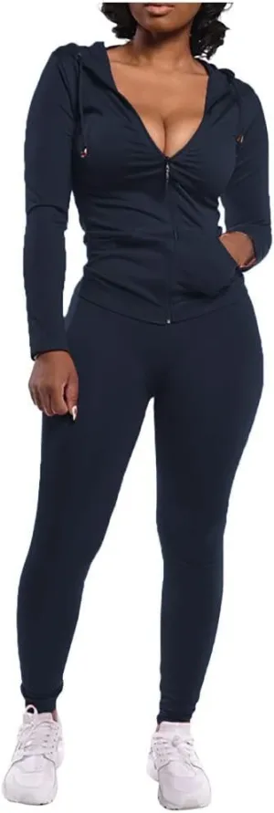 GOKKILRW Womens Casual 2 Piece Outfits Long Sleeve Zip Up Hoodies Jackets Skinny Sweatpants Running Jogging Sport Sweatsuits