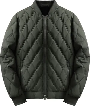 hlysgo Mens Bomber Jacket Sherpa Fleece Lined Quilted Jackets Full Zip Coat Fall Winter Warm Outwear with Zipper Pocket