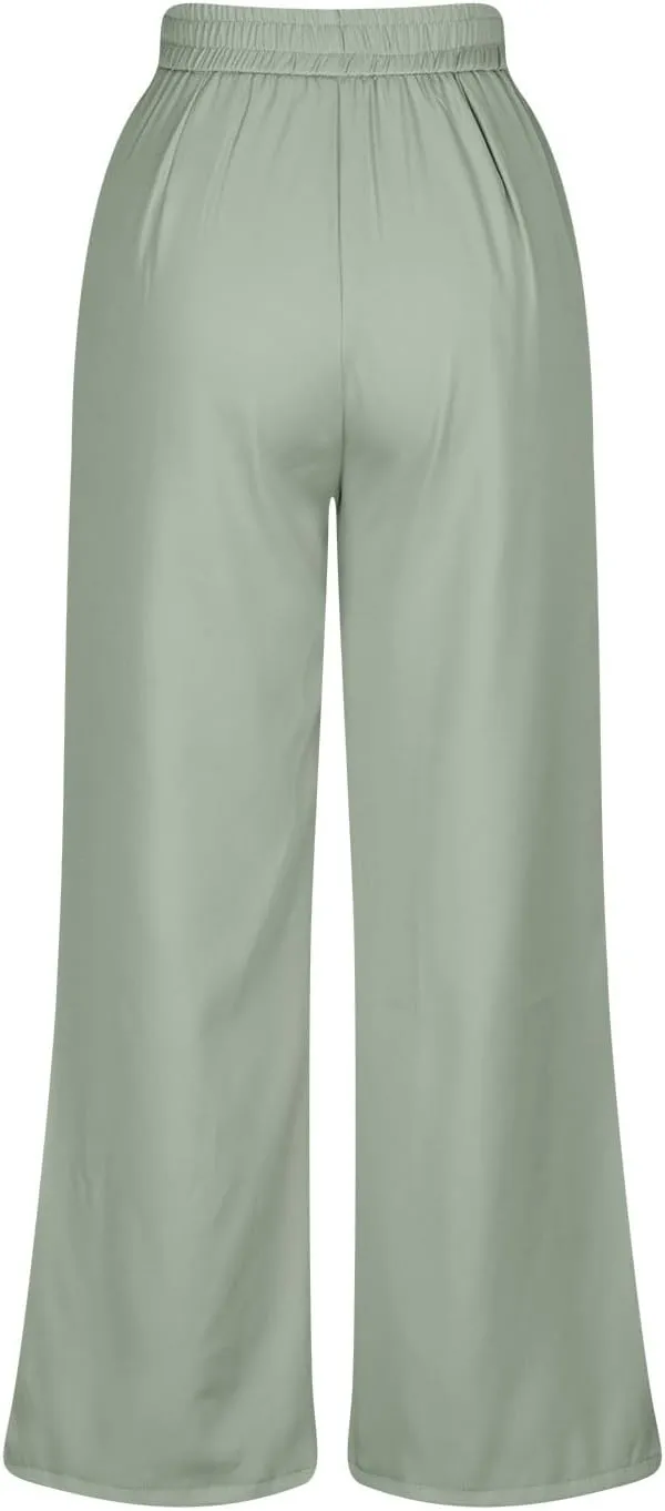 hlysgo Women's Dress Pants Dressy Casual Loose Comfy Wide Leg Straight Pants Ladies High Waisted Office Work Slacks Trousers