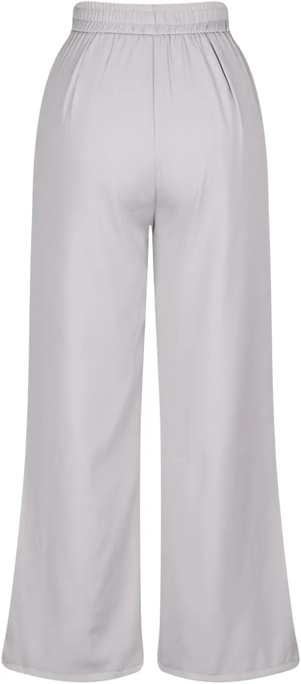 hlysgo Women's Dress Pants Dressy Casual Loose Comfy Wide Leg Straight Pants Ladies High Waisted Office Work Slacks Trousers