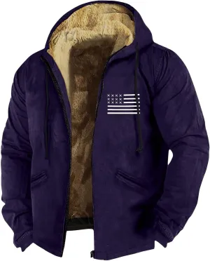 Jackets for Men Winter Comfortable Coats Full Zip Up Hoodies with Pocket Fuzzy Thermal Oversized Casual Outerwear