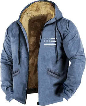 Jackets for Men Winter Comfortable Coats Full Zip Up Hoodies with Pocket Fuzzy Thermal Oversized Casual Outerwear