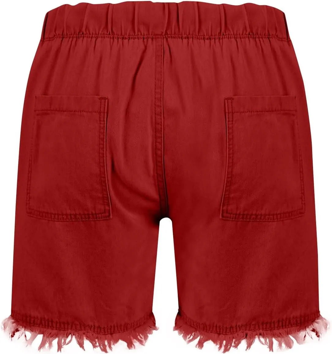 Jean Shorts Women High Waisted Drawstring Cut Off Denim Shorts Summer Hot Raw Hem Jeans Short Pants with Pockets