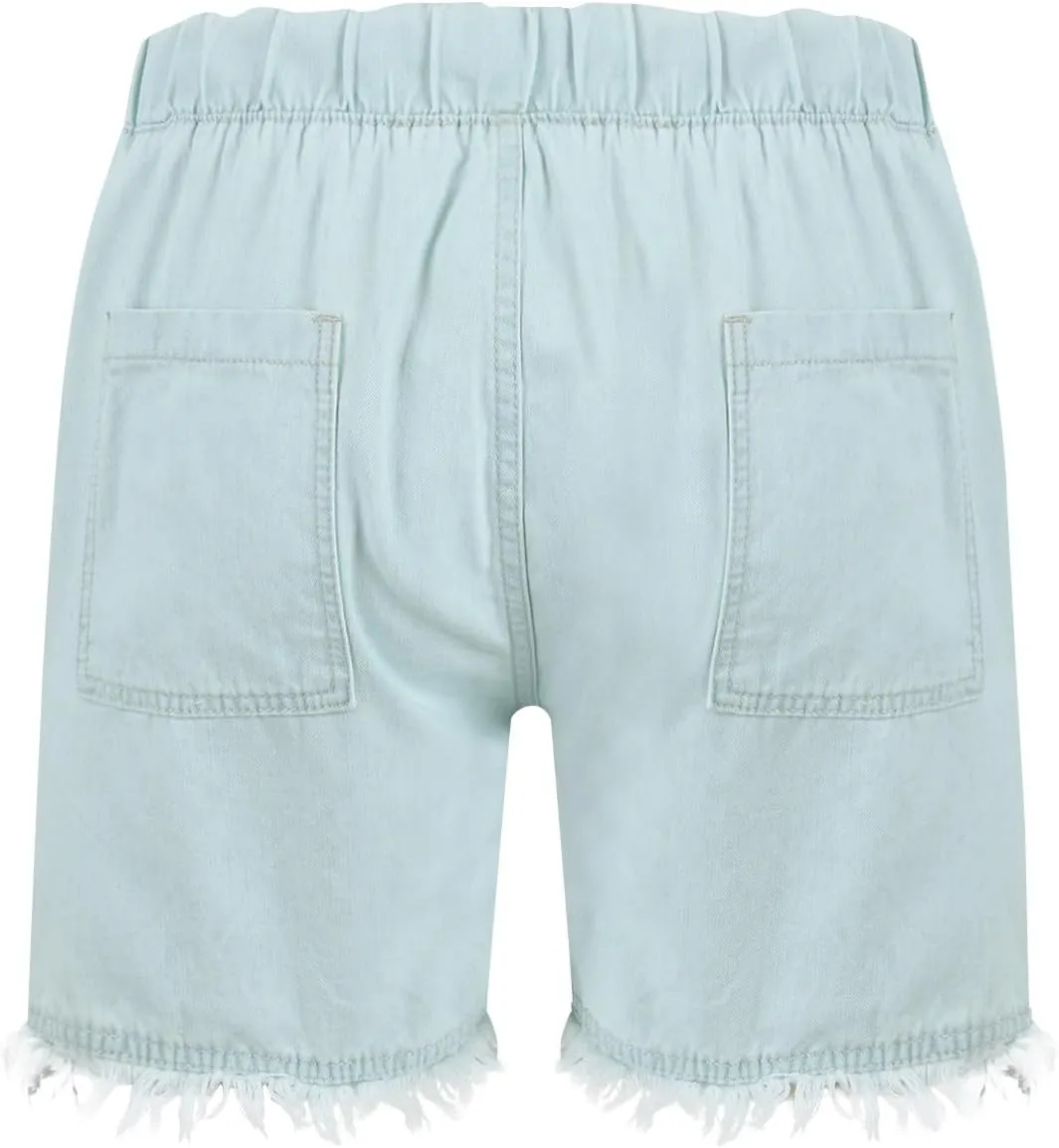 Jean Shorts Women High Waisted Drawstring Cut Off Denim Shorts Summer Hot Raw Hem Jeans Short Pants with Pockets