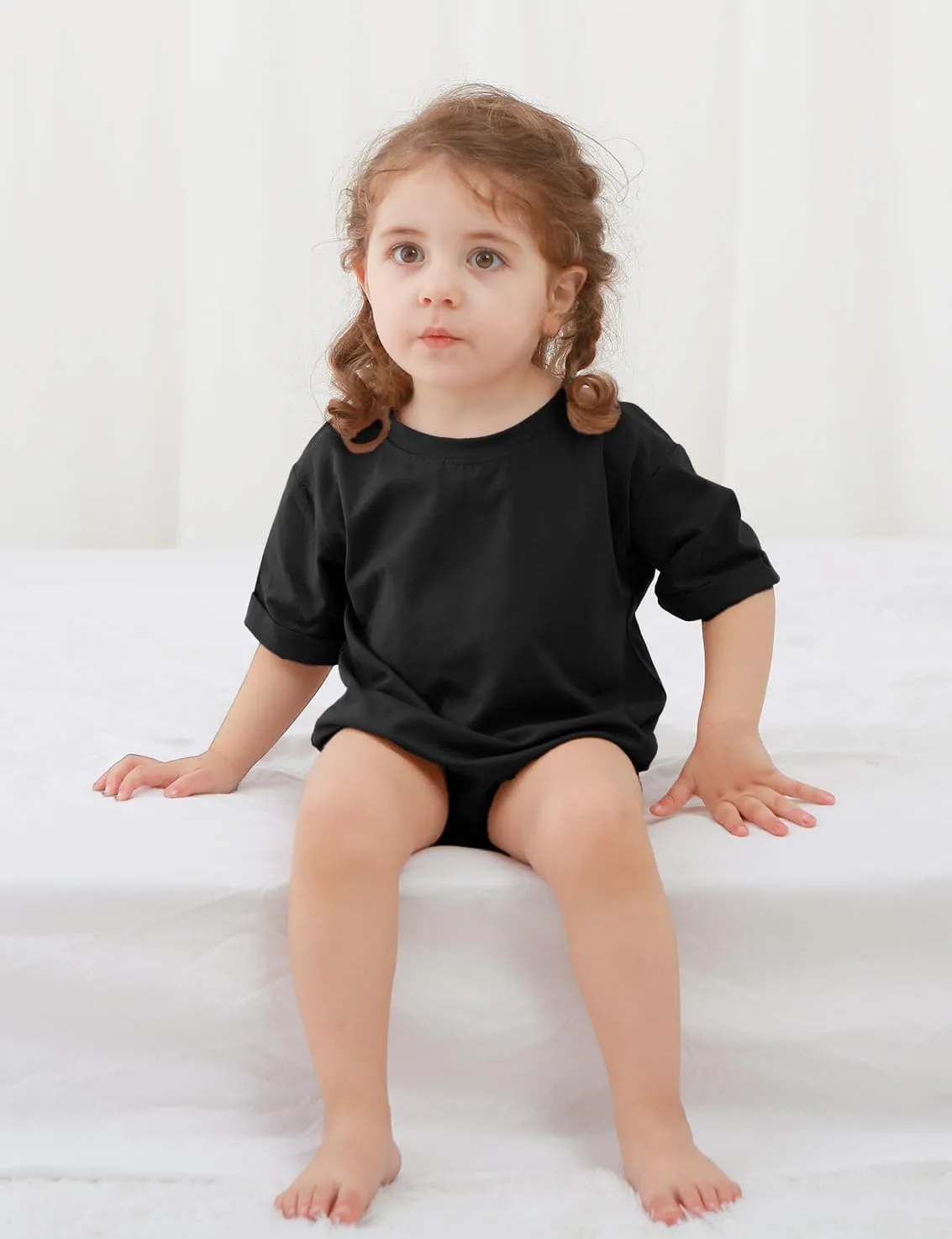 Jimonda Baby Bubble Romper Boy Girl Solid Color T-Shirt Outfits Short Sleeve Bodysuit Organic Cotton 2Pcs