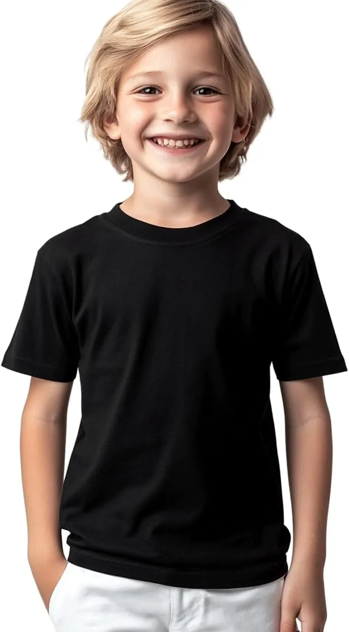 Kids T Shirts Youth Short Sleeve Solid Color T-Shirt Crew Neck Casual Cotton Tees for Boys Undershirt Top