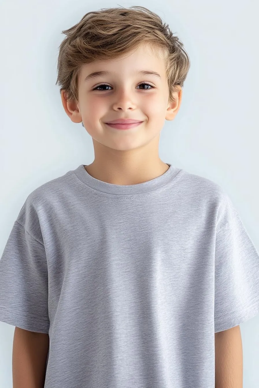 Kids T Shirts Youth Short Sleeve Solid Color T-Shirt Crew Neck Casual Cotton Tees for Boys Undershirt Top