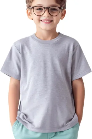 Kids T Shirts Youth Short Sleeve Solid Color T-Shirt Crew Neck Casual Cotton Tees for Boys Undershirt Top
