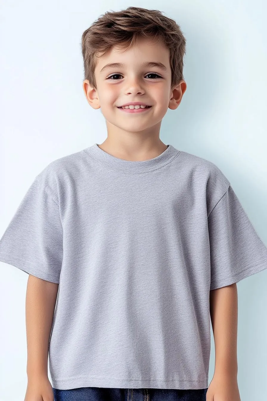 Kids T Shirts Youth Short Sleeve Solid Color T-Shirt Crew Neck Casual Cotton Tees for Boys Undershirt Top