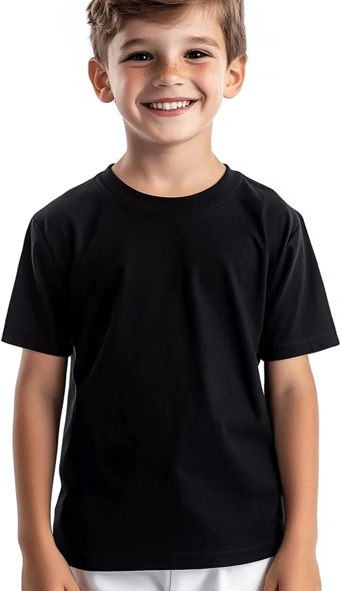 Kids T Shirts Youth Short Sleeve Solid Color T-Shirt Crew Neck Casual Cotton Tees for Boys Undershirt Top