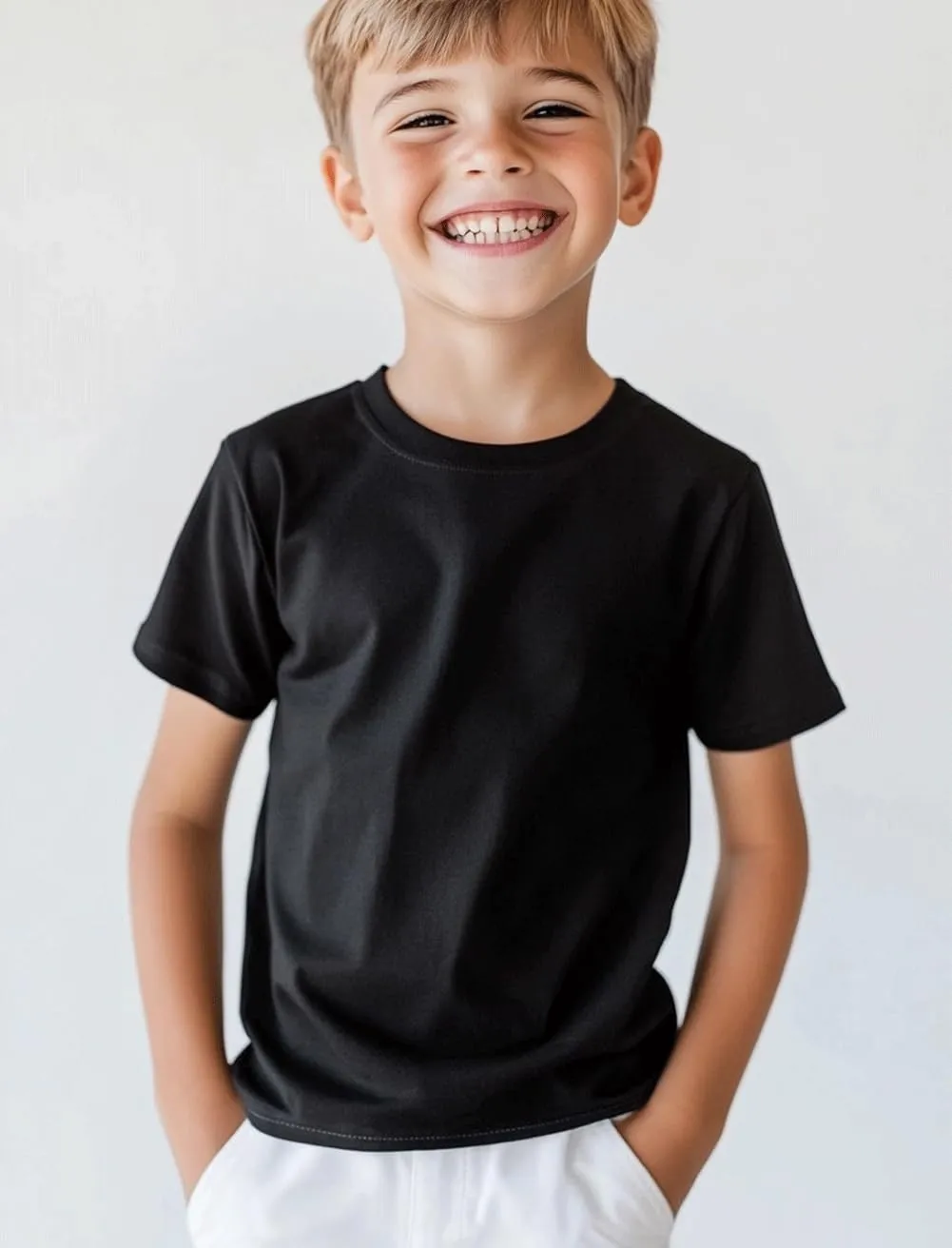 Kids T Shirts Youth Short Sleeve Solid Color T-Shirt Crew Neck Casual Cotton Tees for Boys Undershirt Top