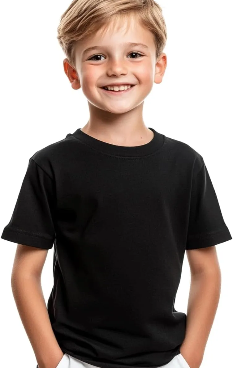 Kids T Shirts Youth Short Sleeve Solid Color T-Shirt Crew Neck Casual Cotton Tees for Boys Undershirt Top