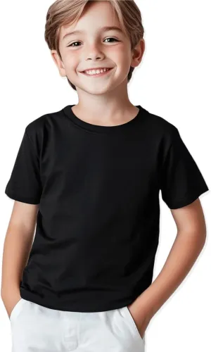 Kids T Shirts Youth Short Sleeve Solid Color T-Shirt Crew Neck Casual Cotton Tees for Boys Undershirt Top