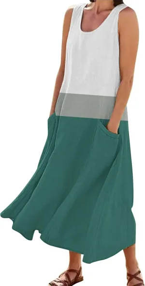 Linen Dresses for Women 2025 Summer Dresses for Women Plus Size Beach Dress Casual Sundresses Sexy Sleeveless Dress