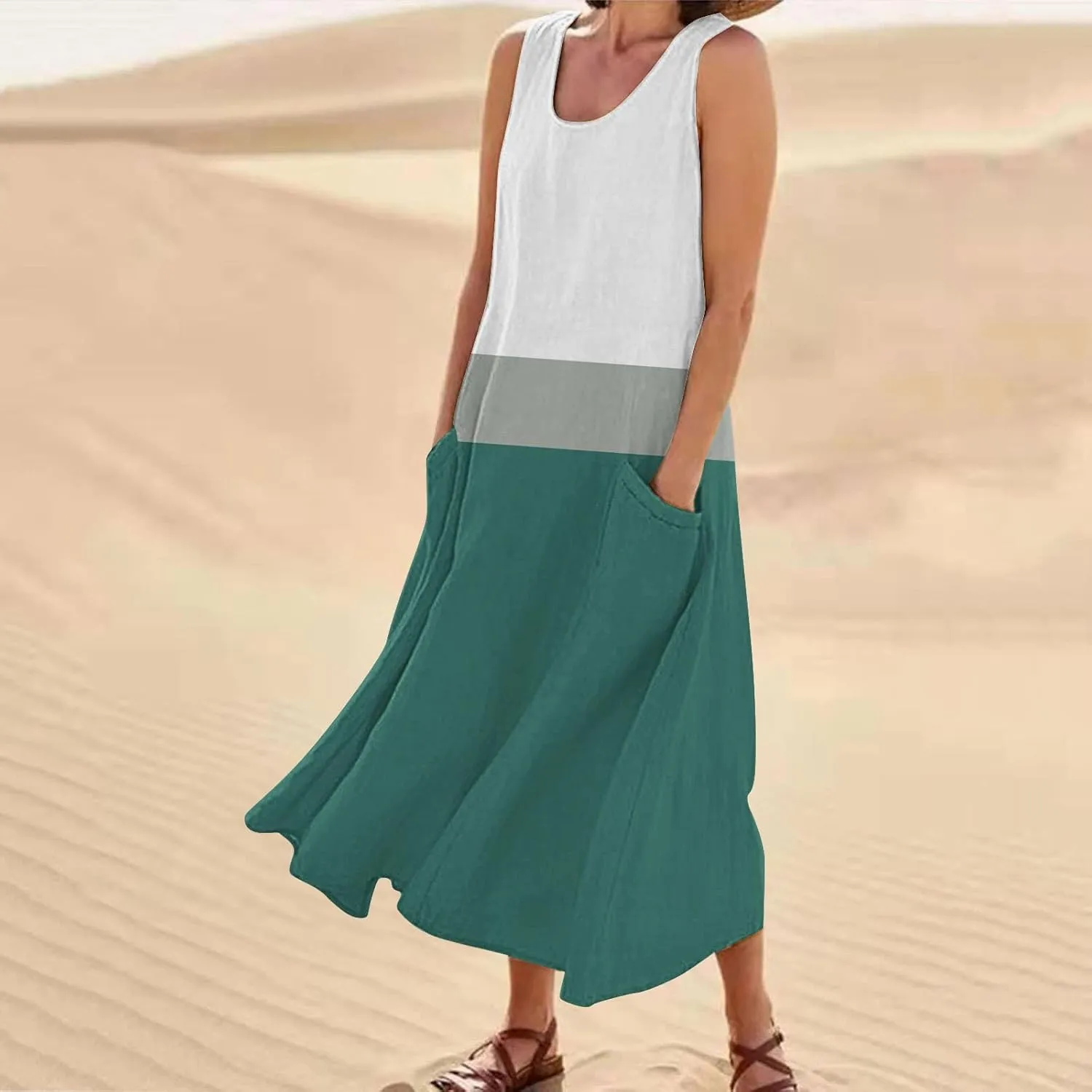 Linen Dresses for Women 2025 Summer Dresses for Women Plus Size Beach Dress Casual Sundresses Sexy Sleeveless Dress