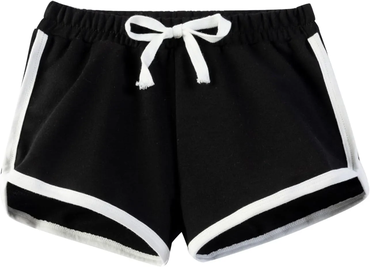 Little Girls Cotton Athletic Shorts 𝚀𝚞ick Dry Elastic Casual Lightweight Soft Sports Running Shorts with Drawing