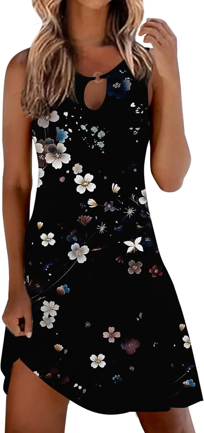 Loose Split Maxi Dresses with Pockets Sun Dresses for Women 2025 Vacation Beach Casual Summer Sundresses Sleeveless
